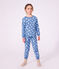 Kinderpyjama van fleece met hartjesprint blauw/wit