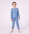 Kinderpyjama van fleece met hartjesprint blauw/wit