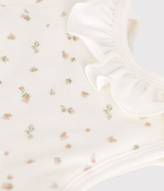 Fluwelen trappelzakje met bloemmotiefje voor baby's - TOG 3 wit MARSHMALLOW/wit MULTICO