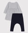 Marinièrejurk en -legging van katoen voor baby's wit MARSHMALLOW/blauw SMOKING