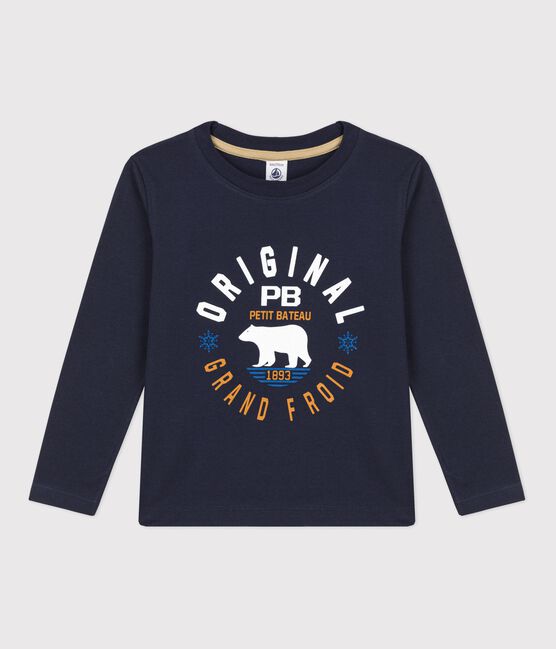 Tee-shirt manches longues en coton enfant garçon bleu RUISSEAU/ SMOKING