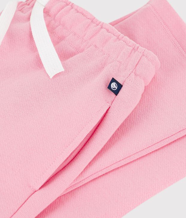 Pantalon de jogging enfant en coton uni rose clair