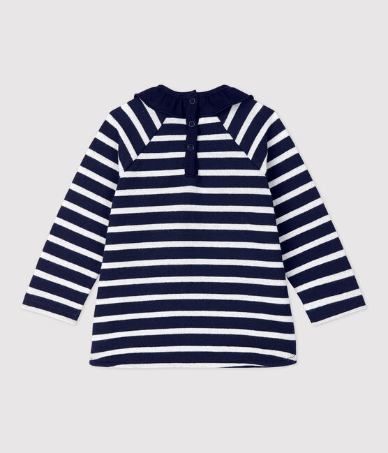 Blouse en coton bébé. bleu SMOKING/ MARSHMALLOW ARGENT BRILLANT