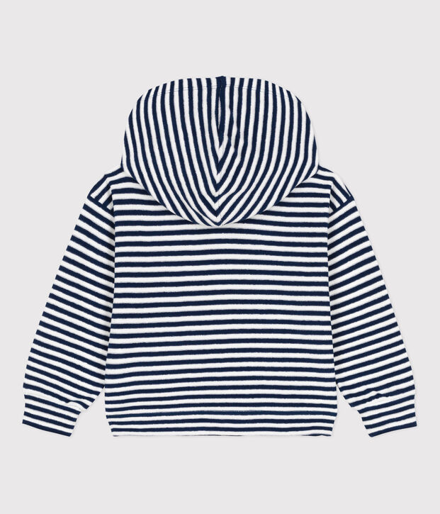 Gestreept sweatshirt met kap voor jongens blauw/wit