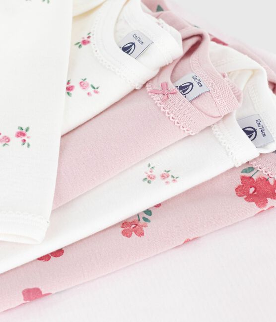 Setje met 5 katoenen body's met lange mouw en bloemenprint voor baby's variante 1