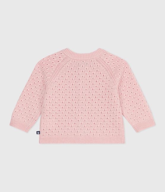 Effen babyvestje in tricot van wol en katoen roze JOLI