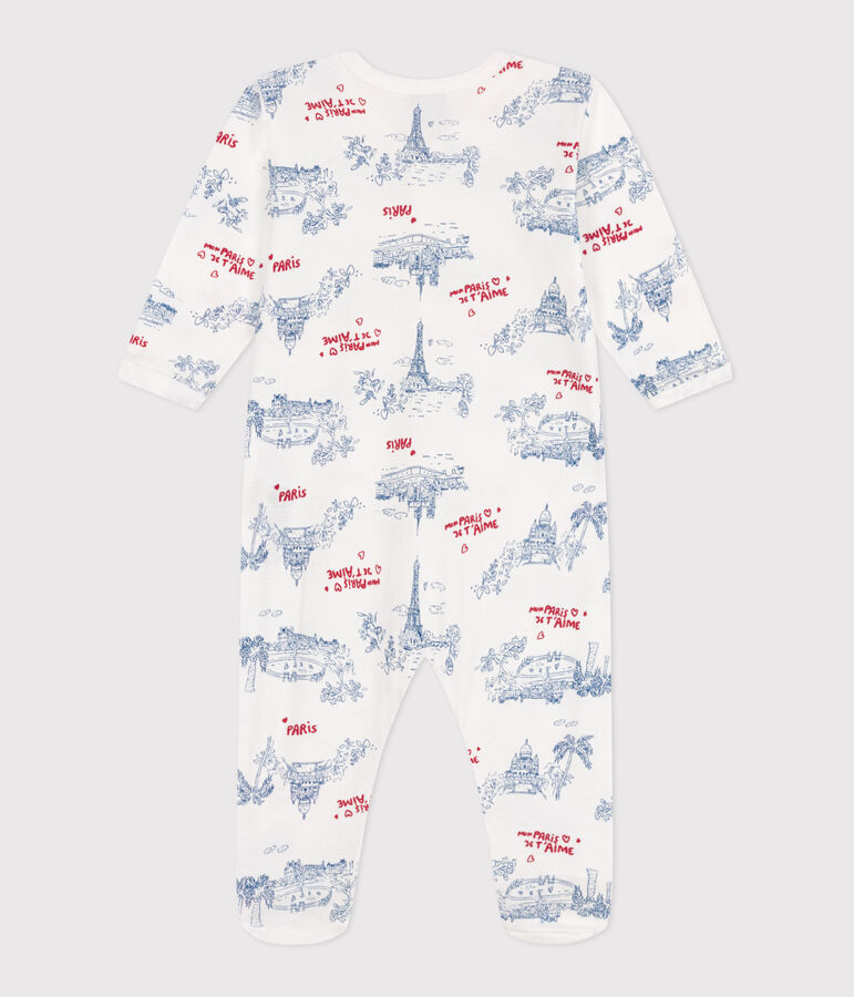 Katoenen babypyjama in het thema 'Parijs' wit/multicouleur