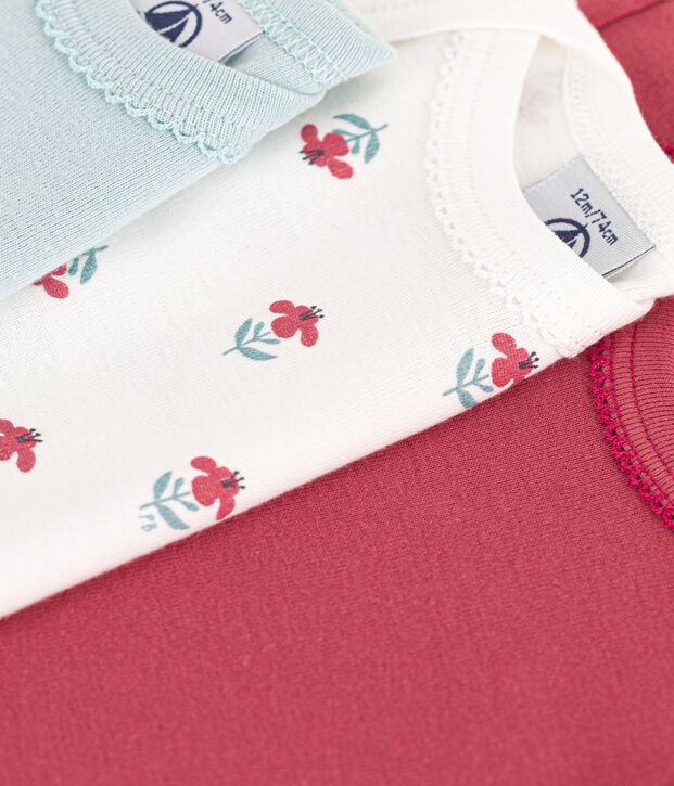 Set van 3 body's met korte mouwen en bloemen in katoen multicouleur