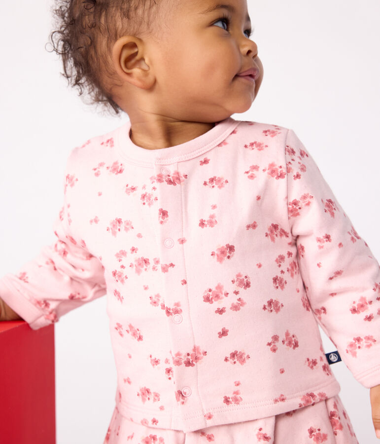 Katoenen babyvestje met bloemenprint roze/multicouleur