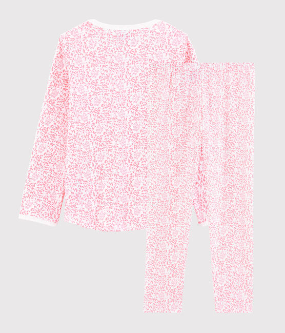 Pyjama fleur rose petite fille en côte blanc MARSHMALLOW/rose GRETEL
