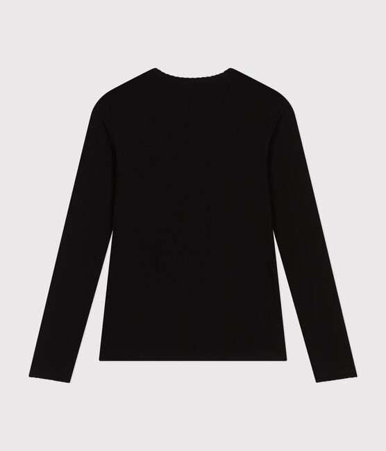 L'ICONIQUE, T-shirt voor dames met cocottesteek in katoen zwart BLACK