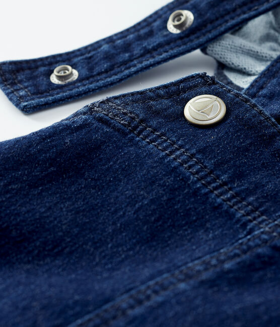 Denim overall-jurk voor meisjes blauw DENIM BLEU FONCE