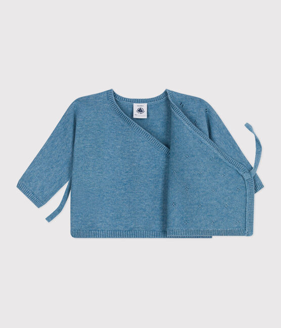 Brassière bébé cache-cœur ajourée en tricot laine et coton ADRIATIC