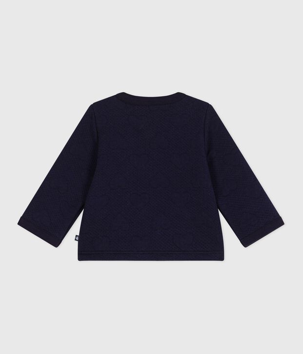 Cardigan b&eacute;b&eacute; en coton &eacute;pais, motifs c&oelig;urs bleu marine