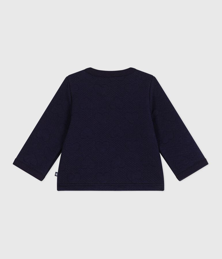 Cardigan b&eacute;b&eacute; en coton &eacute;pais, motifs c&oelig;urs bleu