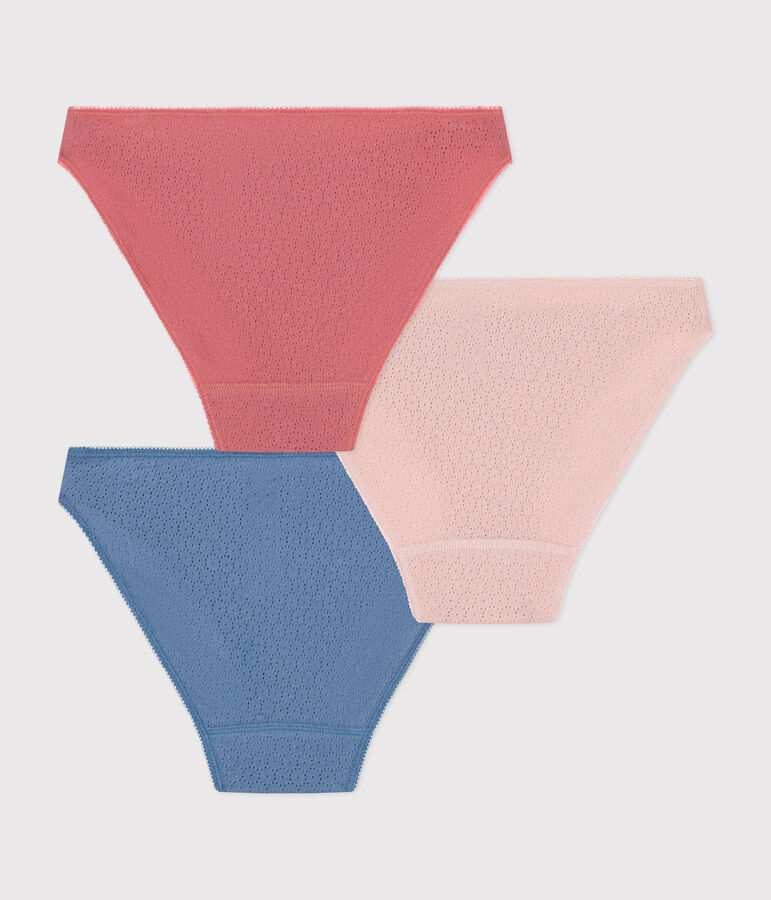 Lot de 3 culottes en coton ajour&eacute; femme multicouleur