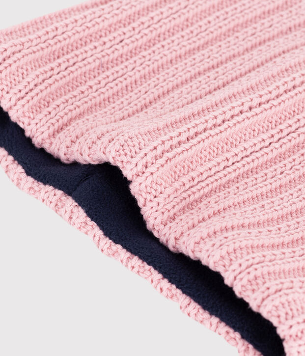 Snood enfant en tricot doubl&eacute; en polaire rose