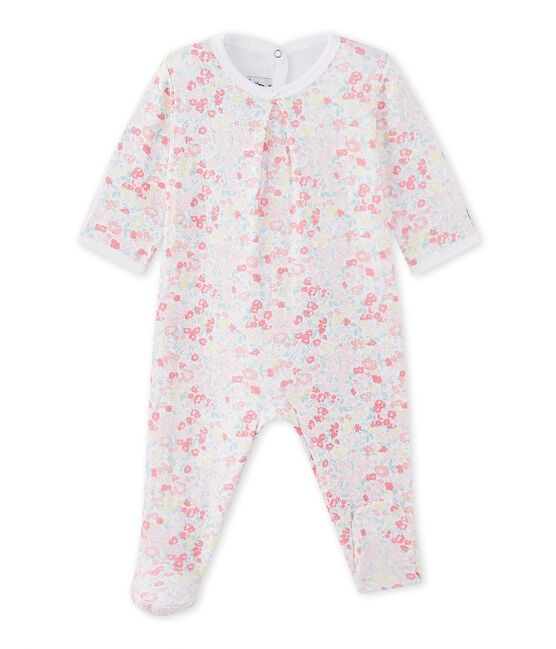 Dors bien bébé fille en tubique fleuri blanc ECUME/blanc MULTICO