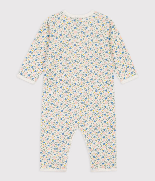 Dors-bien sans pieds fleurs en coton blanc/multicouleur