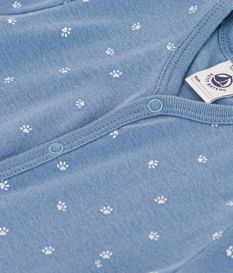 Combinaison courte en coton b&eacute;b&eacute; bleu/blanc