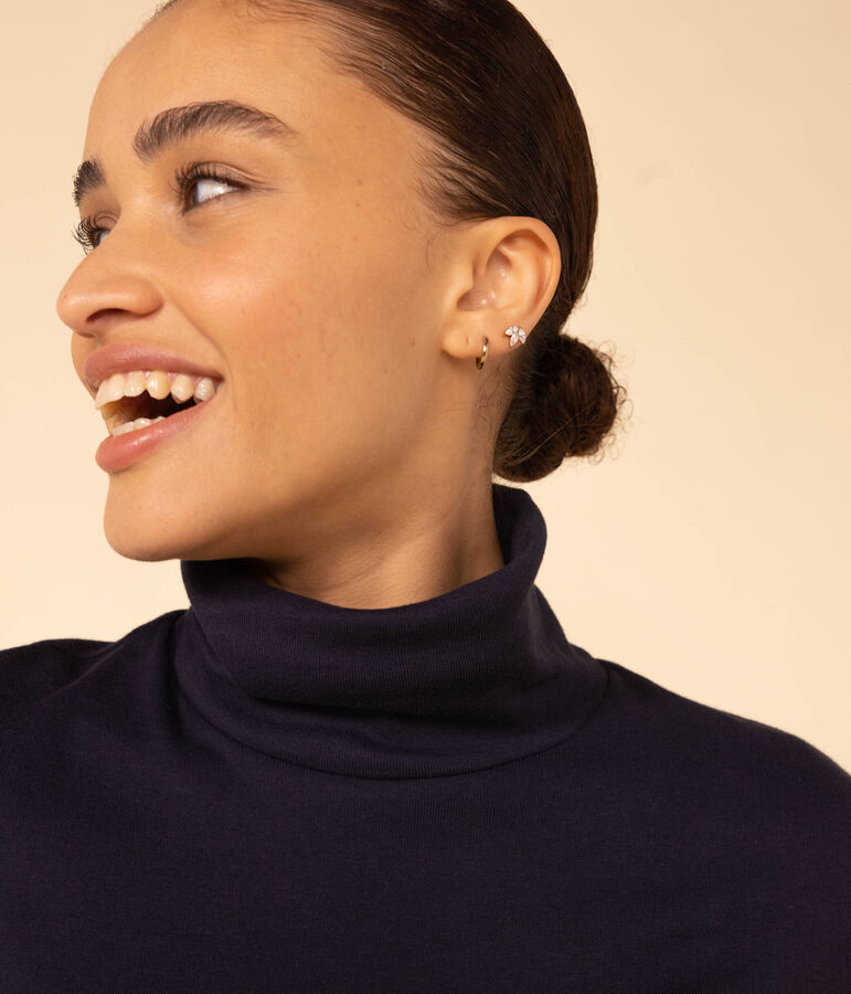 LE DROIT, katoenen T-shirt voor dames met rolkraag blauw INCOGNITO