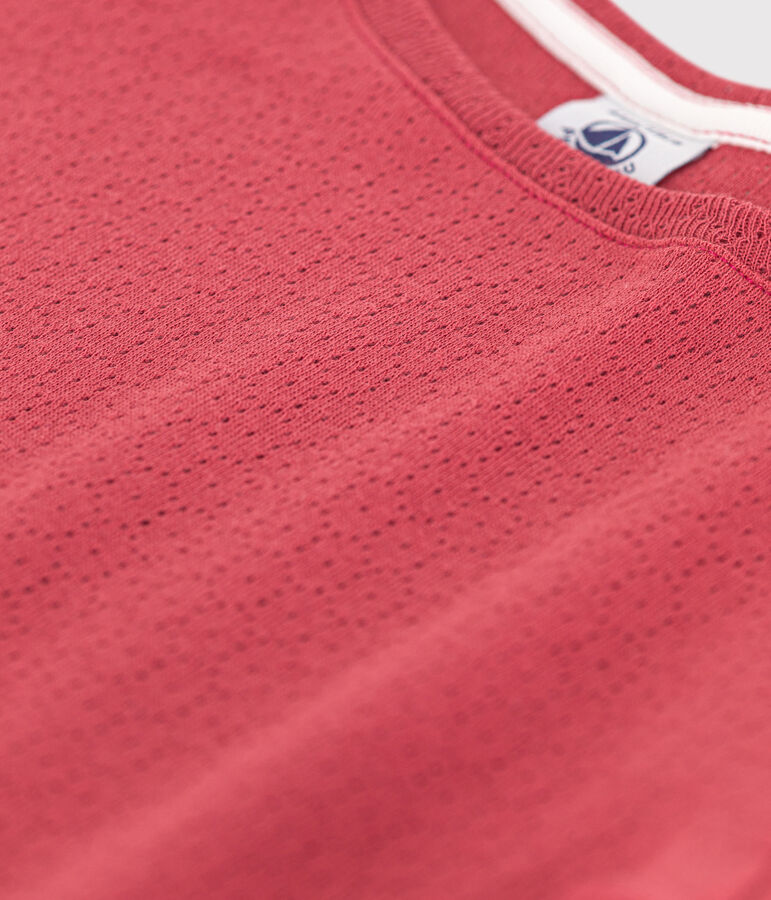 Pyjacourt uni en coton ajour&eacute; petite fille rose