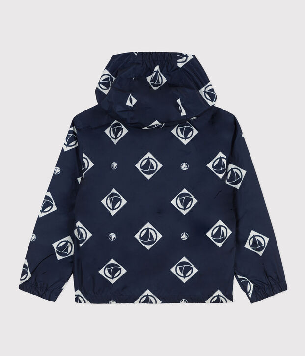 Coupe-vent, mati&egrave;re recycl&eacute;e enfant fille/gar&ccedil;on bleu/blanc