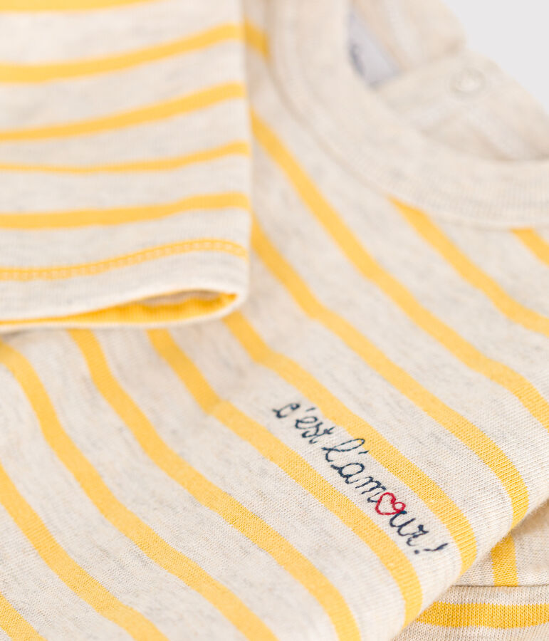 Baby-T-shirt met lange mouwen in tubic beige/geel
