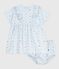 Robe bébé en coton manches courtes imprimée avec son bloomer bleu FRAICHEUR/blanc MULTICO