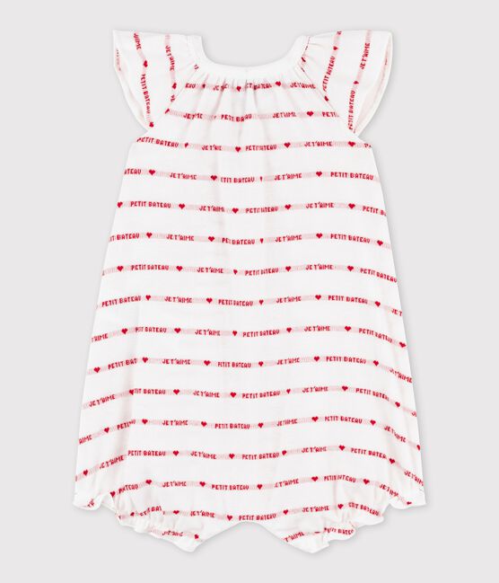 Combicourt Petit Bateau je t'aime en côte. blanc MARSHMALLOW/rouge TERKUIT