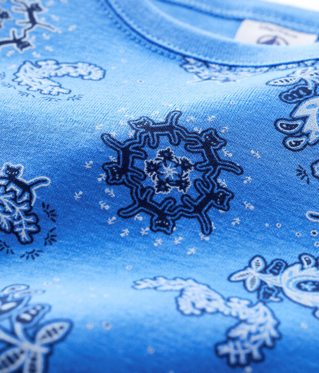 T-shirt met korte mouwen van biokatoen met bandanamotief voor baby's blauw/multicouleur
