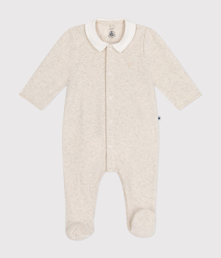 Babypyjama van velours beige
