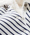 Combinaison longue bébé en côte ouatinée blanc MARSHMALLOW/bleu SMOKING CN
