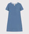 Effen katoenen kindernachthemd met ajour blauw BEACH