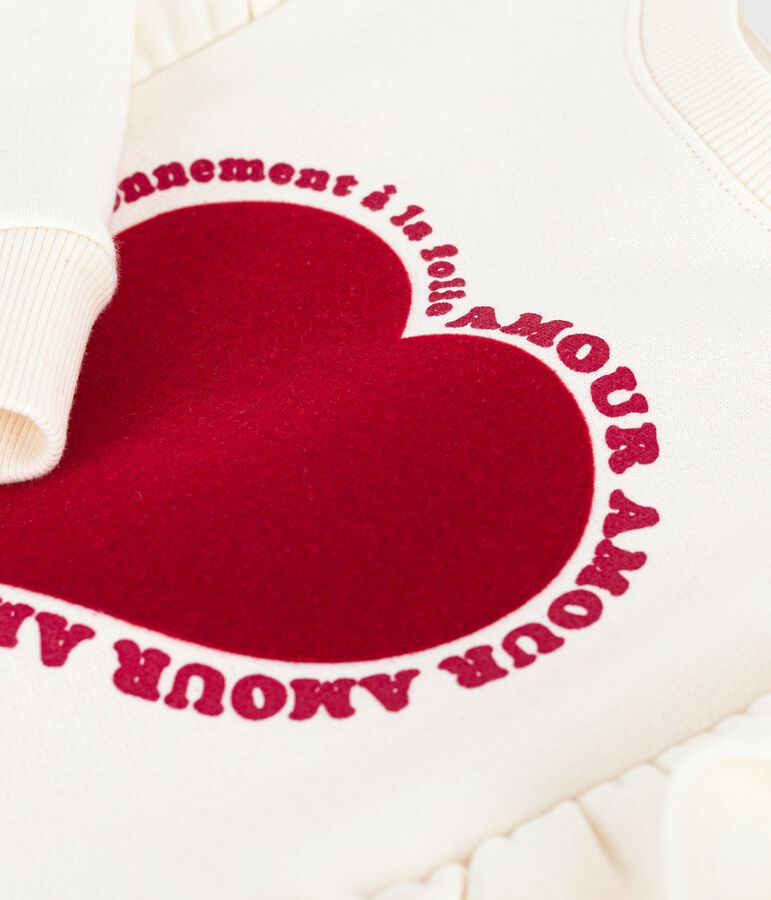 Sweatshirt enfant en coton imprim&eacute; &eacute;cru