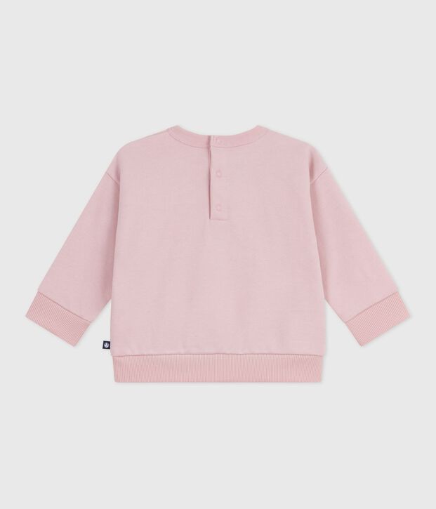 Sweatshirt b&eacute;b&eacute; en coton brod&eacute; Petit Bateau rose clair