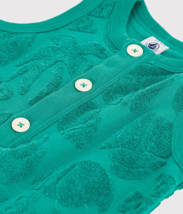 Kort babypakje van katoen met palmmotief groen