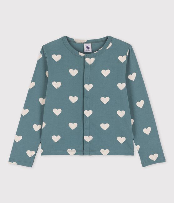Cardigan met print voor meisjes in katoen groen BRUT/wit AVALANCHE