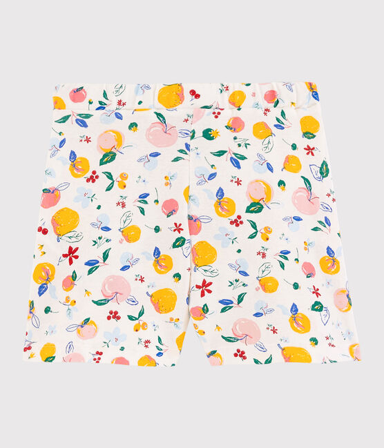 Katoenen short voor meisjes wit MARSHMALLOW/wit MULTICO