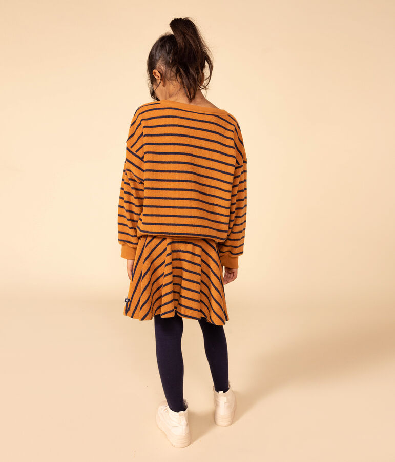 Jupe en bouclette &eacute;ponge enfant fille marron/bleu
