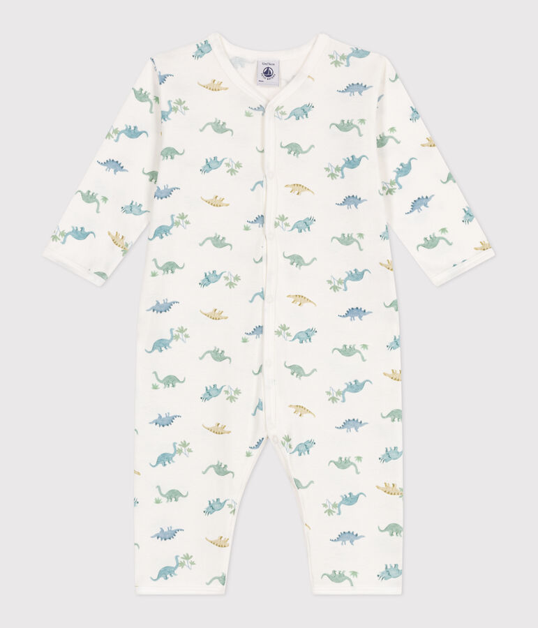 Pyjama b&eacute;b&eacute; en coton sans pieds dinosaures blanc/multicouleur