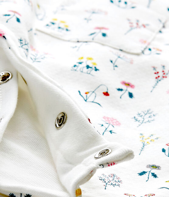 Combinaison bébé fille en tubique imprimé blanc LAIT/blanc MULTICO