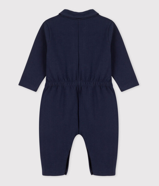 Combinaison b&eacute;b&eacute; longue en jersey &eacute;pais bleu marine