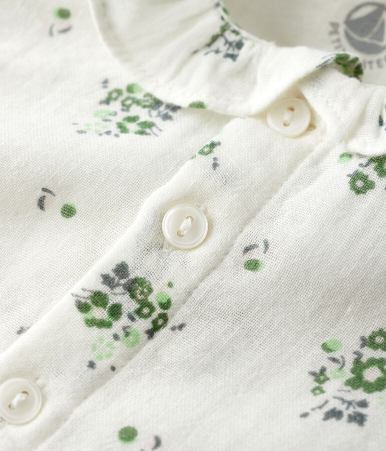 Blouse met bloemenprint van gaas van biokatoen voor baby's wit/multicouleur