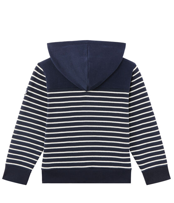 Gestreepte hoodie met rits voor jongens blauw SMOKING/beige COQUILLE