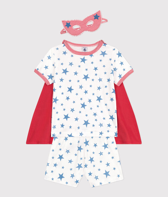 Pyjama short déguisement enfant en coton  cape phosphorescente blanc MARSHMALLOW/blanc MULTICO