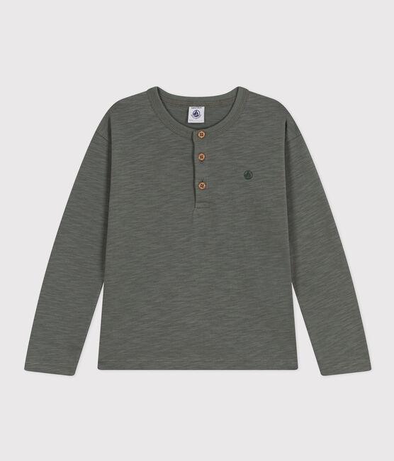Tee-shirt manches longues en coton enfant garçon vert THUYA