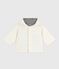 Veste bébé ouatinée en velours brodé et doublure milleraies écru MILK