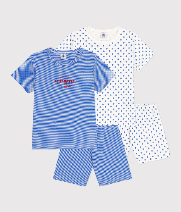 Lot de 2 pyjacourts milleraies en coton petit gar&ccedil;on multicouleur