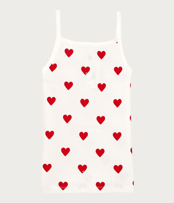 Katoenen dameshemd met bandjes wit MARSHMALLOW/rood TERKUIT